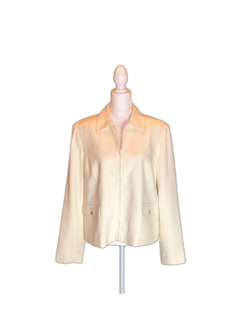 DUE’ PER DUE’ Vintage Classy Cream 100% Silk Zip-Up Jacket Size 4